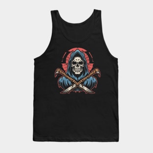 American Traditional Grim Reaper Tattoo Tank Top